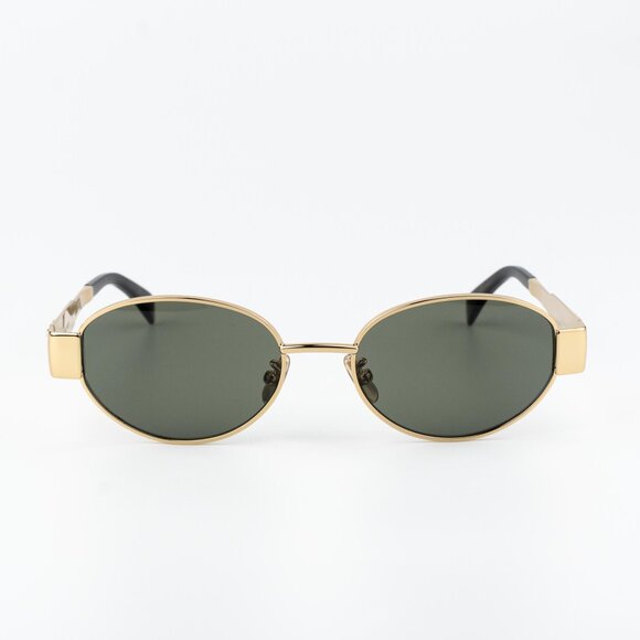 Celine TRIOMPHE Men Sunglasses Gold Green Oval CL40235U 30N NEW AUTHENTIC - Picture 3 of 15